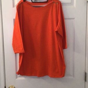 Orange Striped Top with Button Details